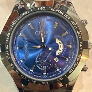 #69 ORUSS 45mm Men’s Watch. Domineering Silver/Blue w/Tachymeter